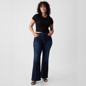 GAP Women's Dark Blue High Rise 70s Flare Jeans